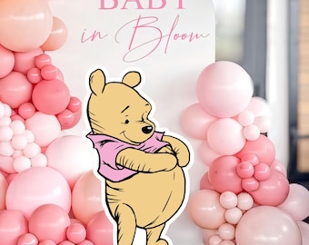Classic Pink Winnie the Pooh large Cutout Prop, Girl Baby Pooh Standee, Birthday Yard Sign, Instant Digital Download