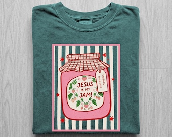 Jesus Is My Jam Shirt, Vintage Faith Tee, Christian Bible Verse Shirt, Funny Faith Shirt, Religious Comfort Colors Tee, Retro Jesus Gift Tee