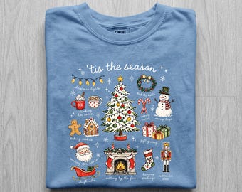 Tis The Season Christmas Shirt, Favorite Things List Tee, Hand Drawn Cozy Christmas Shirt, Comfort Colors Xmas Tee, Holiday Sweatshirt