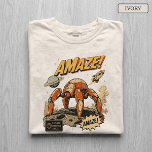 Retro Space Crab Shirt, Explore Discover Amaze Rocket Tee, Vintage Sci Fi Comic Shirt, Comfort Colors Outer Space Tee, Retro Sweatshirt