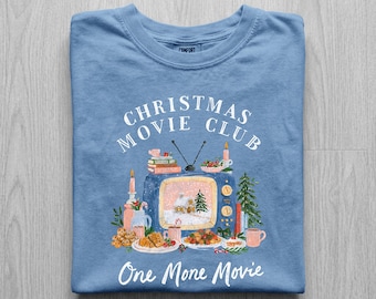 Christmas Movie Club Shirt, One More Movie Retro TV Tee, Holiday Movie Night Shirt, Comfort Colors Xmas Movie Tee, Marathon Sweatshirt