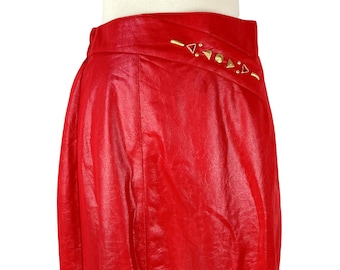 1980s studded red skirt / made in usa