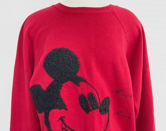 mickey mouse vintage raglan embroidered sweatshirt / super rare / made in usa