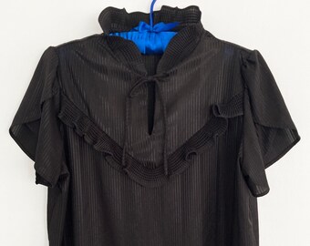 vintage black striped sheer top / made in usa