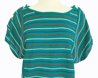 1980s button-shoulder striped top