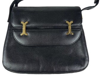 1970s black handbag / adjustable strap