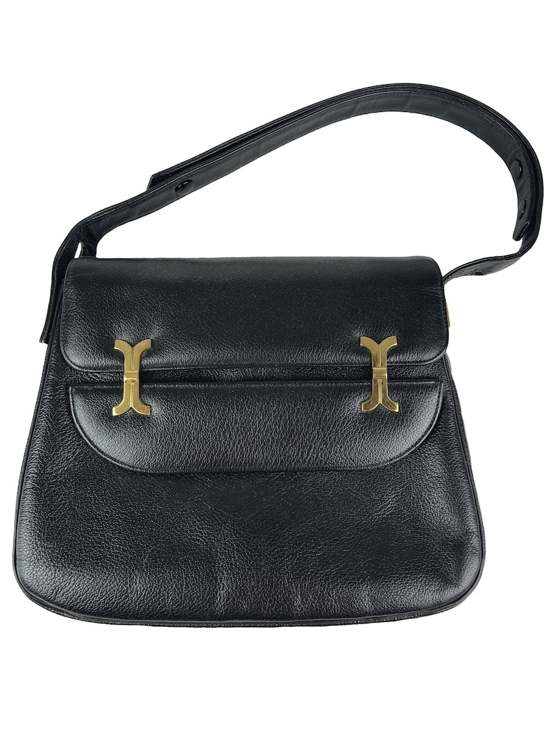 1970s black handbag / adjustable strap image 1