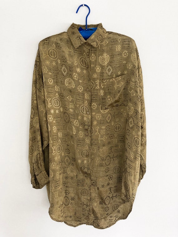 1990s rayon gold blouse