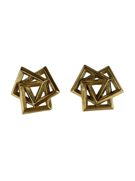 vintage square link gold earrings