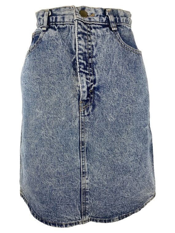 vintage acid wash denim miniskirt