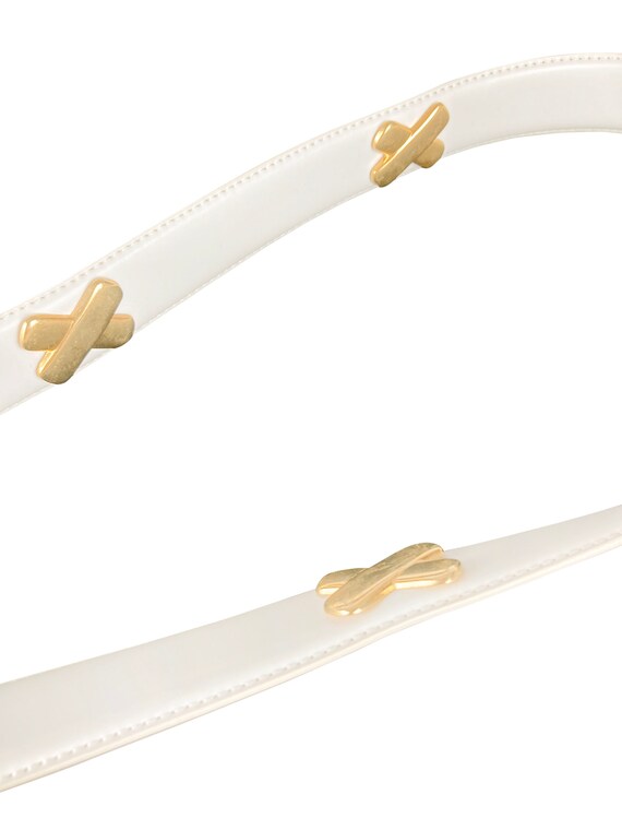 1980s white leather and gold belt - image 2