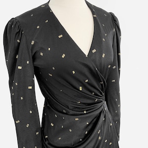 1980s black and gold wrap around dress image 1