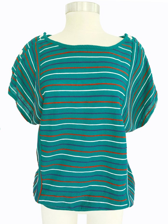 1980s button-shoulder striped top