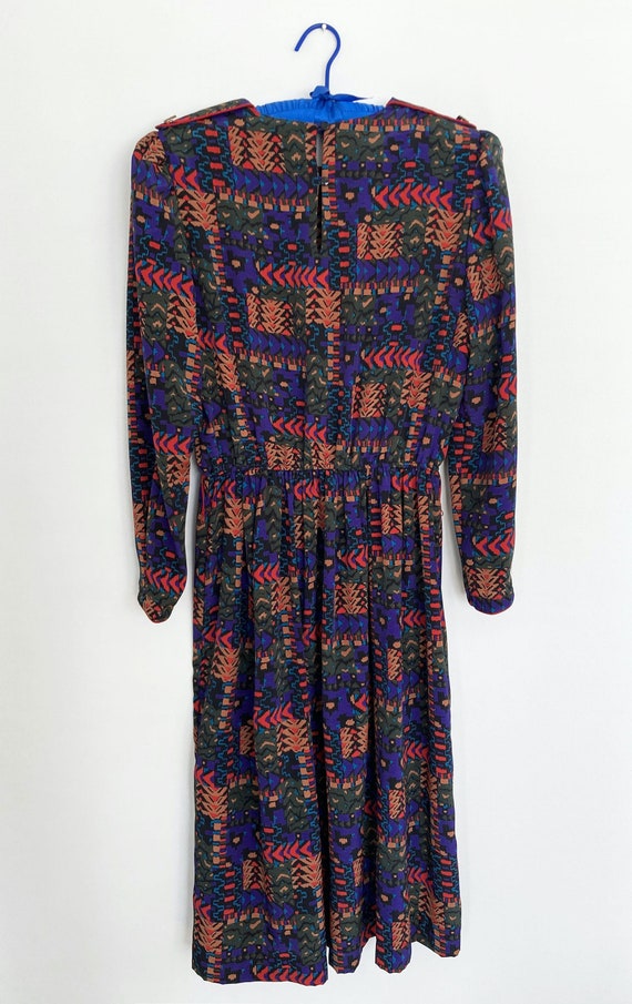 1980s all over print / gold button dress / made i… - image 7