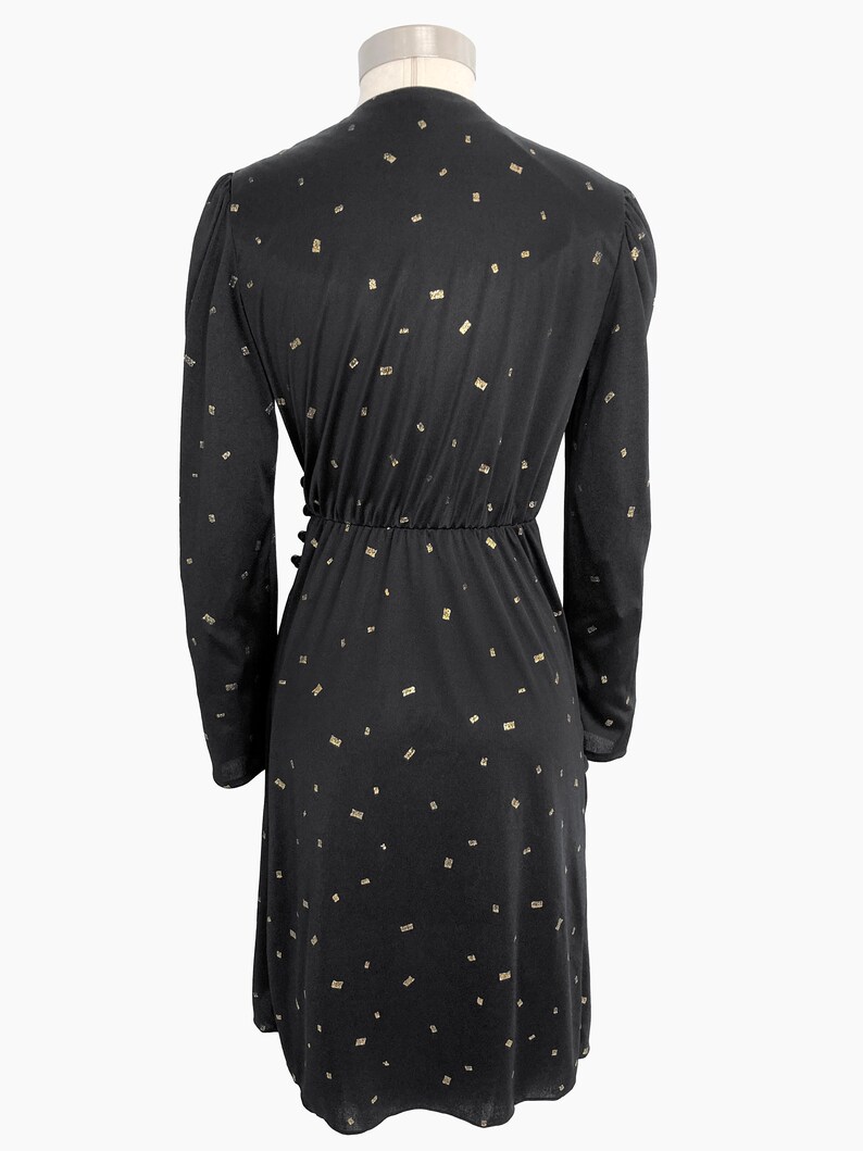 1980s black and gold wrap around dress image 4