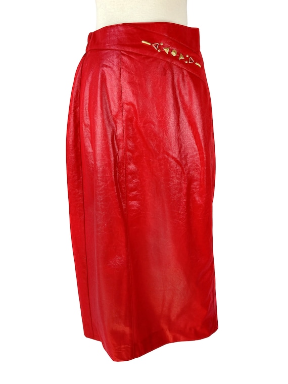 1980s studded red skirt / made in usa