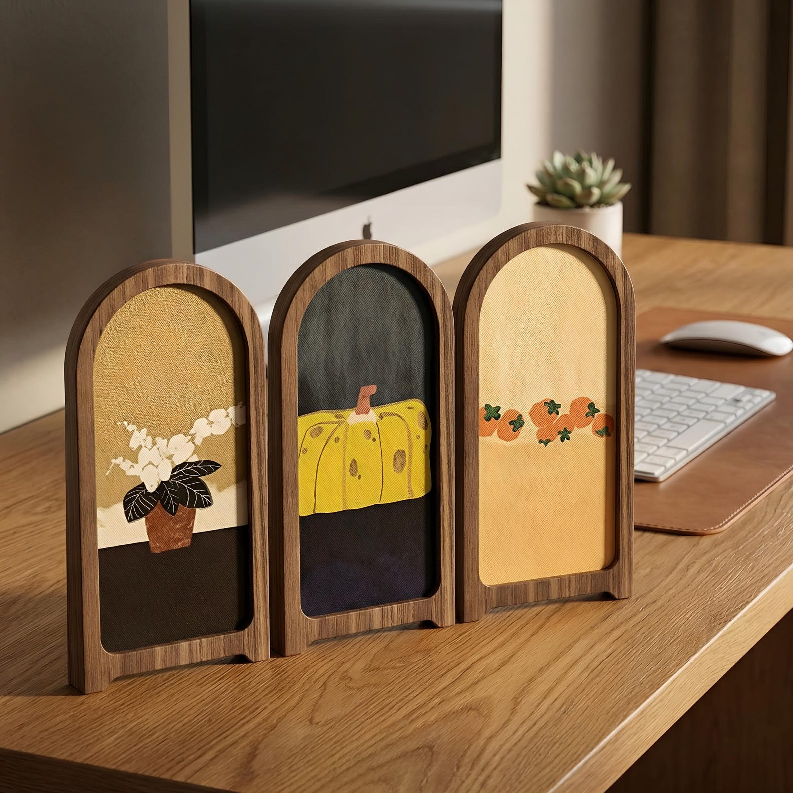 Wooden Desktop Divider Screen – Decorative Tabletop Privacy Panel ...