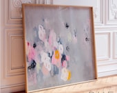 Pink and Grey Abstract Wall Art - Soft tones, Large Modern Giclee Print