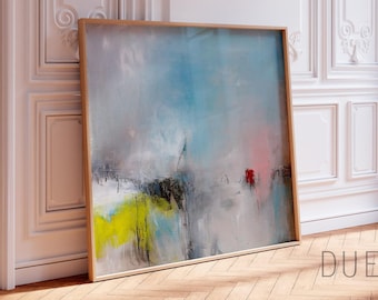 light blue abstract wall art pastel canvas print modern minimalist painting