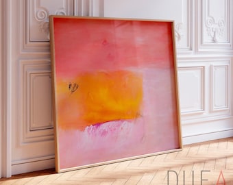 Orange Pink Abstract Art Print, Large Giclee Canvas Reproduction