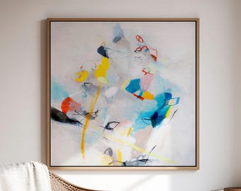 blue abstract wall art colorful modern canvas print large contemporary painting