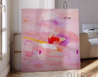 Pink magenta purple abstract painting print, Extra large Modern abstract artwork, Eclectic pink wall decor