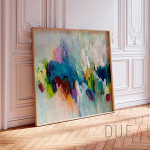 Large abstract painting colorful PRINT, Extra large wall art, abstract art, aqua teal feminine wall art, large art print gift for the home