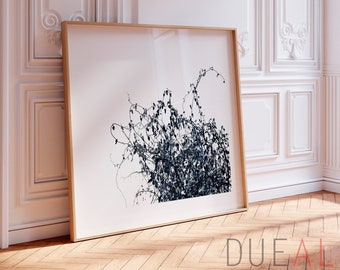 Large shrub nature prints, modern art, Large wall art black and white prints, black and white nature print, large art print