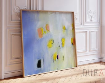 light blue abstract wall art pastel canvas print large contemporary painting