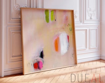 Peach Pink Abstract Wall Art, Large Pastel Canvas Print, Warm Minimalist Painting