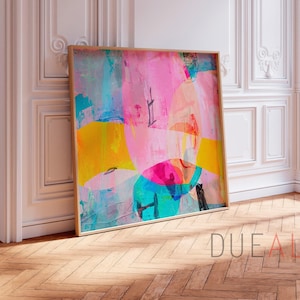 Abstrakter Giclée-Druck, rosa geometrische Kunst, signiert, limitierte Auflage