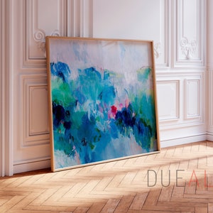 Large abstract painting colorful Canvas, Large Abstract Print Blue painting. Canvas painting, large art print gift for the home