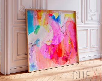 Impresión giclée abstracta de gran tamaño, arte mural italiano colorido