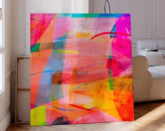 Cuadro abstracto colorido para pared, impresión en lienzo moderna y brillante, pintura grande y vibrante.