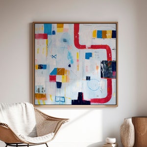 Bright vivid and colourful abstract painting print, Funky multicolour abstract wall art, modern wall art, office wall decor