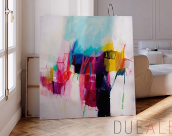 cuadros abstractos grandes Colorful Abstract painting PRINT on Canvas, Large abstract print, Modern wall art, extra large wall art above bed