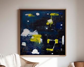 Klein blue modern minimalist abstract art print, Vibrant blue abstract art, Bright blue abstract painting, Extra large modern wall art