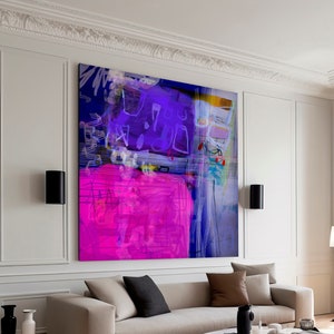Vibrant abstract painting print, abstract wall art, purple and bright magenta wall art