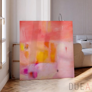 Pastel Pink Abstract Art Print, Coral Canvas, Giclee