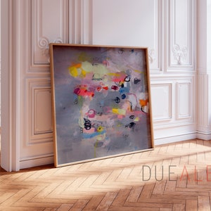 Pink and grey Abstract wall art, colorful Abstract painting print for livingroom, modern canvas art print