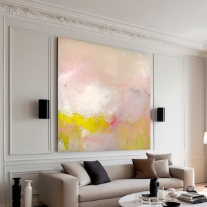 abstract acrylic painting on canvas, Fine Art Print, Abstract Art, Large Acrylic Painting Pastel Pink abstract art, large art bedroom print image 3