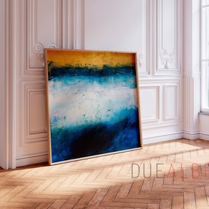 Vibrant Blue modern minimalist abstract art print, large blue abstract art, bright blue abstract painting, extra large modern wall art 60x40