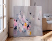 Large Abstract Grey Pink Wall Art - Unique and Vibrant Art print for Your Home