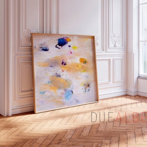 Abstract painting print, Neutral colors large minimalist abstract art,  Trendy aesthetic large wall art , Modern textured pastel multicolor