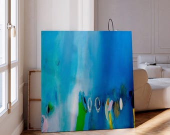 Blue Abstract Painting, bright sky Modern Giclée Wall Art Print