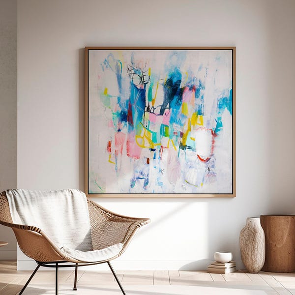 Kleurrijk abstract schilderij, kunst aan de grote muur, moderne canvasafdruk