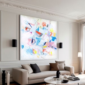 Abstract painting print, Neutral colors large minimalist abstract art, Modern textured pastel multicolor art print, vibrant wall art