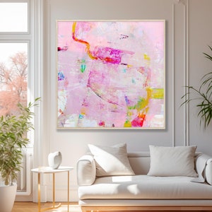 Abstract wall art print, Light pink and yellow Modern Trendy aesthetic wall art, Large abstract artwork print, Trendy large wall art