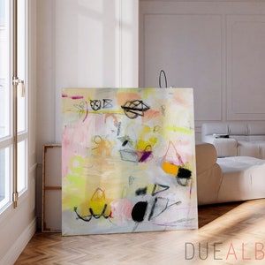 Abstract painting print, Neutral colors large minimalist abstract artwork, Modern textured pastel multicolor, Trendy aesthetic large art