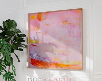 Pastel Pink and gold abstract painting print, Extra large Modern abstract artwork, Eclectic pink textured wall decor, Neutral colors  print